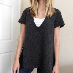 CARTONNIER XS Charcoal Kid Mohair Scoop Neck Sweater SS